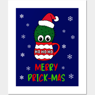 Merry Prick Mas - Cactus With A Santa Hat In A Christmas Mug Posters and Art